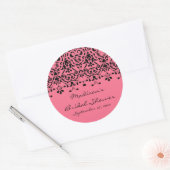 Elegant Roze & Zwart Damask Bruidsdouche Sticker (Envelop)