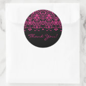 Elegant Roze & Zwart Damask Dank u Sticker (Tas)