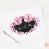 Elegant Roze Zwart Damast Stickers (Envelop)