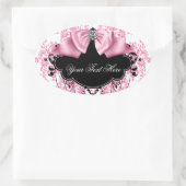 Elegant Roze Zwart Damast Stickers (Tas)