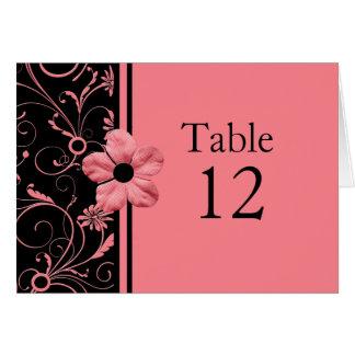 Elegant Roze Zwart Damast Swirls Tafelkaart