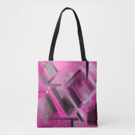 Elegant Roze Zwart Grijs Abstract Kunst Draagtas