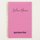 Elegant roze zwart Script Salon Appointbook Planner (Voorkant)