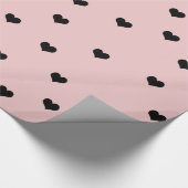 Elegant roze zwart Valentijnsdag hartpatroon Cadeaupapier (Hoek)