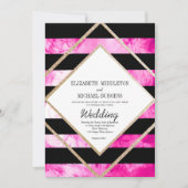 Elegant roze zwart-wit en kopergouden bruiloft kaart (Voorkant)