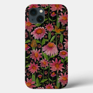 Elegant roze zwarte geleiders Butterflies iPhone 13 Hoesje