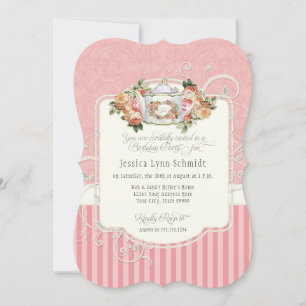 Elegant Rozen Birthday Party Tea Party Waterverf Kaart