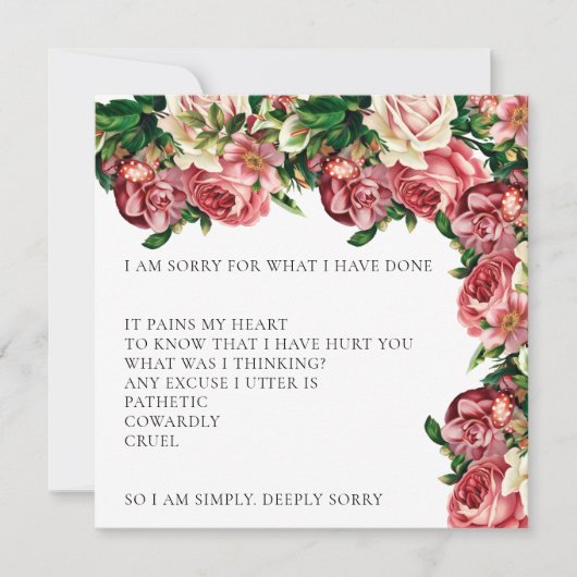 Elegant Rozen Blush Het spijt me dat ik Kaart ben  (Voorkant)