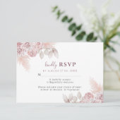 Elegant Rozen Blush Pink Floral Wedding RSVP  (Staand voorkant)