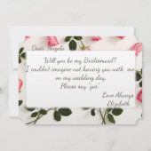 Elegant Rozen Bridesmaid Kaart (Achterkant)