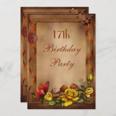 Elegant Rozen & Butterfly 17e verjaardag Kaart (Voorkant / Achterkant)
