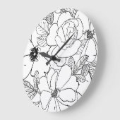 Elegant Rozen Floral Line Tekening Grote Klok (Hoek)