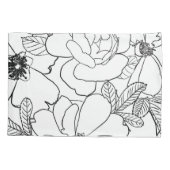 Elegant Rozen Floral Line Tekening Kussensloop (Achterkant-Links)