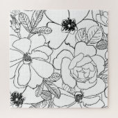 Elegant Rozen Floral Line Tekening Legpuzzel (Horizontaal)