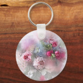 Elegant Rozen Flowers Waterverf Art Modern Sleutelhanger (Voorkant)