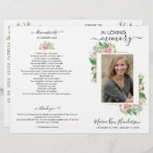 Elegant Rozen Foto Memorial Funeral Programme (Voorkant / Achterkant)