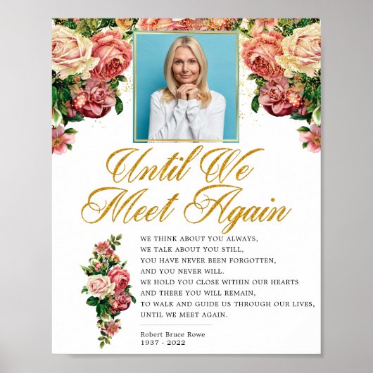 Elegant Rozen Funeral Memorial Poem Sign Poster (Voorkant)