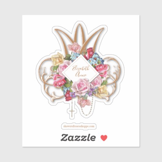 Elegant Rozen Heilige Rosary Marian Monogram Sticker (Vel)