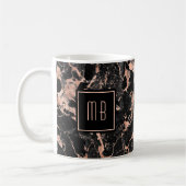Elegant Rozen marmer met monogram Koffiemok (Links)