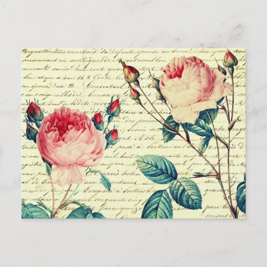 Elegant  Rozen op het handschrift Frans script Briefkaart (Voorkant)