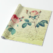 Elegant  Rozen op het handschrift Frans script Cadeaupapier (Uitgerold)