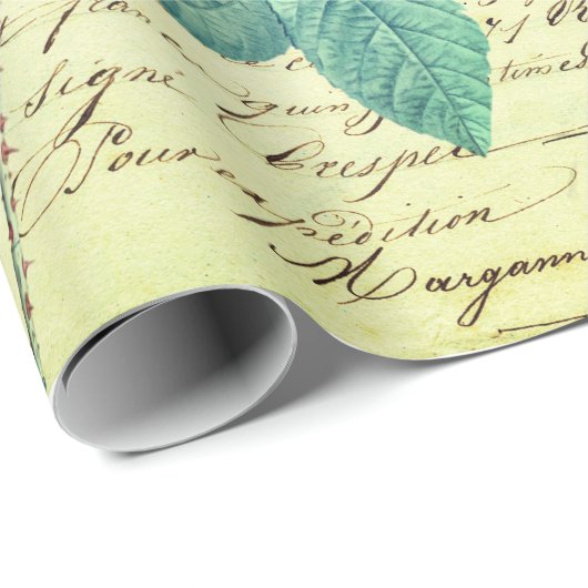 Elegant  Rozen op het handschrift Frans script Cadeaupapier (Rol Hoek)