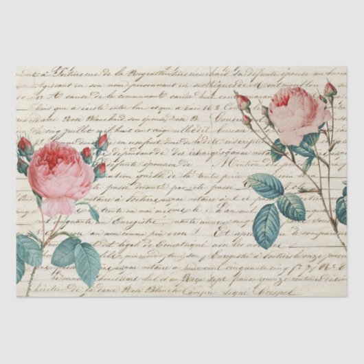Elegant  Rozen op het handschrift Frans script Tissuepapier (Voorkant)