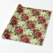 Elegant rozen patroon cadeaupapier (Uitgerold)