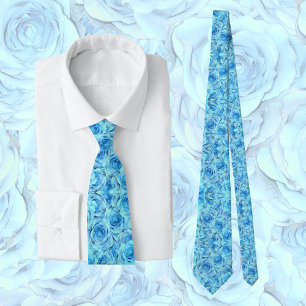 Elegant rozen patroon in turquoise, bloemig stropdas