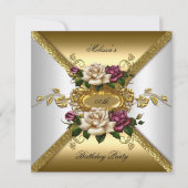 Elegant Rozen Pink White Gold Birthday Partij 2 Kaart (Voorkant)