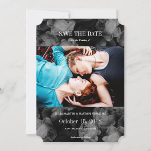Elegant Rozen zwart + witte foto Sla de data op Save The Date