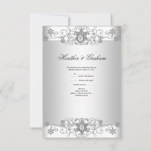 Elégant RSVP Diamant Argenté Blanc (Dos)