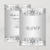 Elégant RSVP Diamant Blanc Argent (Devant / Derrière)