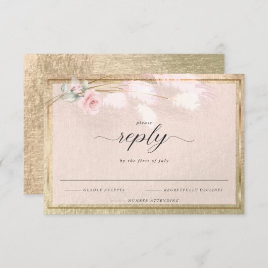 Elegant RSVP Dusty Pink Floral (Voorkant / Achterkant)