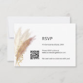 Elégant RSVP Floral avec QR Code Dusty Pampas rose (Devant)