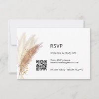 Elégant RSVP Floral avec QR Code Dusty Pampas rose