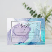 Elégant RSVP Marbré Encre Vibrant Aqua Violet (Debout devant)