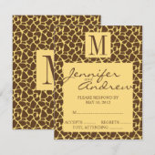 Elegant RSVP Monogram Safari Mariage Carte de répo (Devant / Derrière)