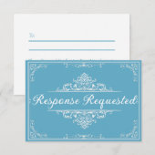 Elégant RSVP - Papillon bleu clair Quinceañera (Devant / Derrière)