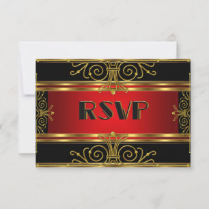 Elégant RSVP Red Black Gold Art Déco