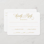 Elegant RSVP Reply Kaart | Charlene (goud) (Voorkant / Achterkant)
