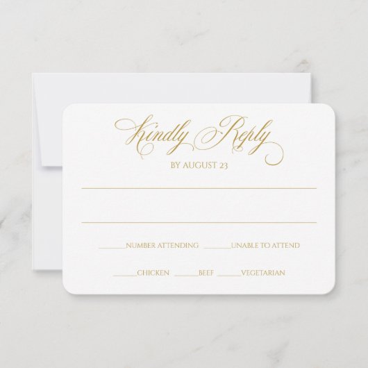 Elegant RSVP Reply Kaart | Charlene (goud) (Voorkant)
