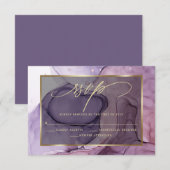 Elegant RSVP Roos Roze Plum Paars-gemarmerde inkt (Voorkant / Achterkant)