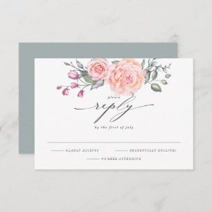 Elégant RSVP Rustic Watercolor Roses de chalet