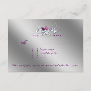 Elegant RSVP Wedding Reply Card Sparkle Paarse Lea