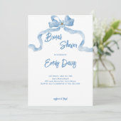 Élégant ruban Bleu Bridal Shower Invitation (Debout devant)
