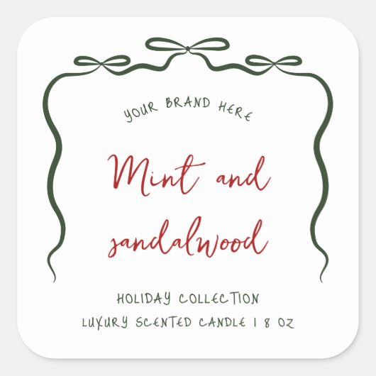 Élégant ruban Bow Noël bougie Jar Étiquette (Devant)