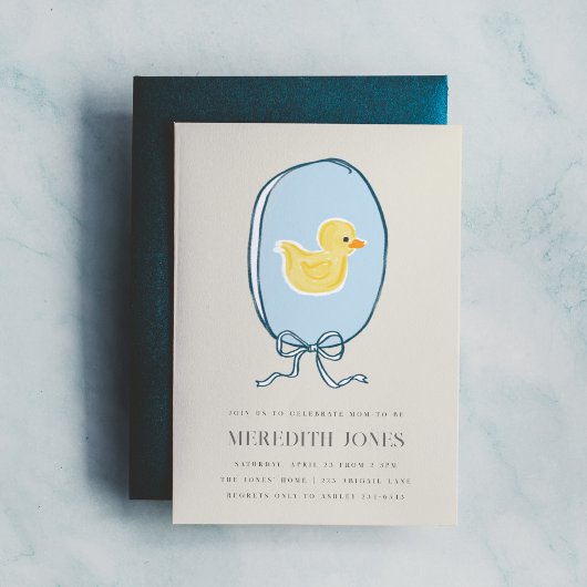 Elegant Rubber Ducky Baby shower Kaart