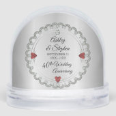 Elegant Ruby | Diamonds 40th Wedding Anniversary Sneeuwbol (Achterkant)