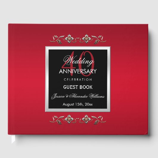 Elegant Ruby Gemstone 40th Wedding Jubileum Gastenboek (Voorkant)